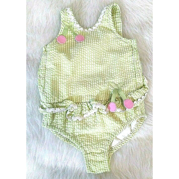 Just Ducky Other - Just Ducky Originals Toddler Girls Green Check Ruffle One Piece Outfit Size 2T